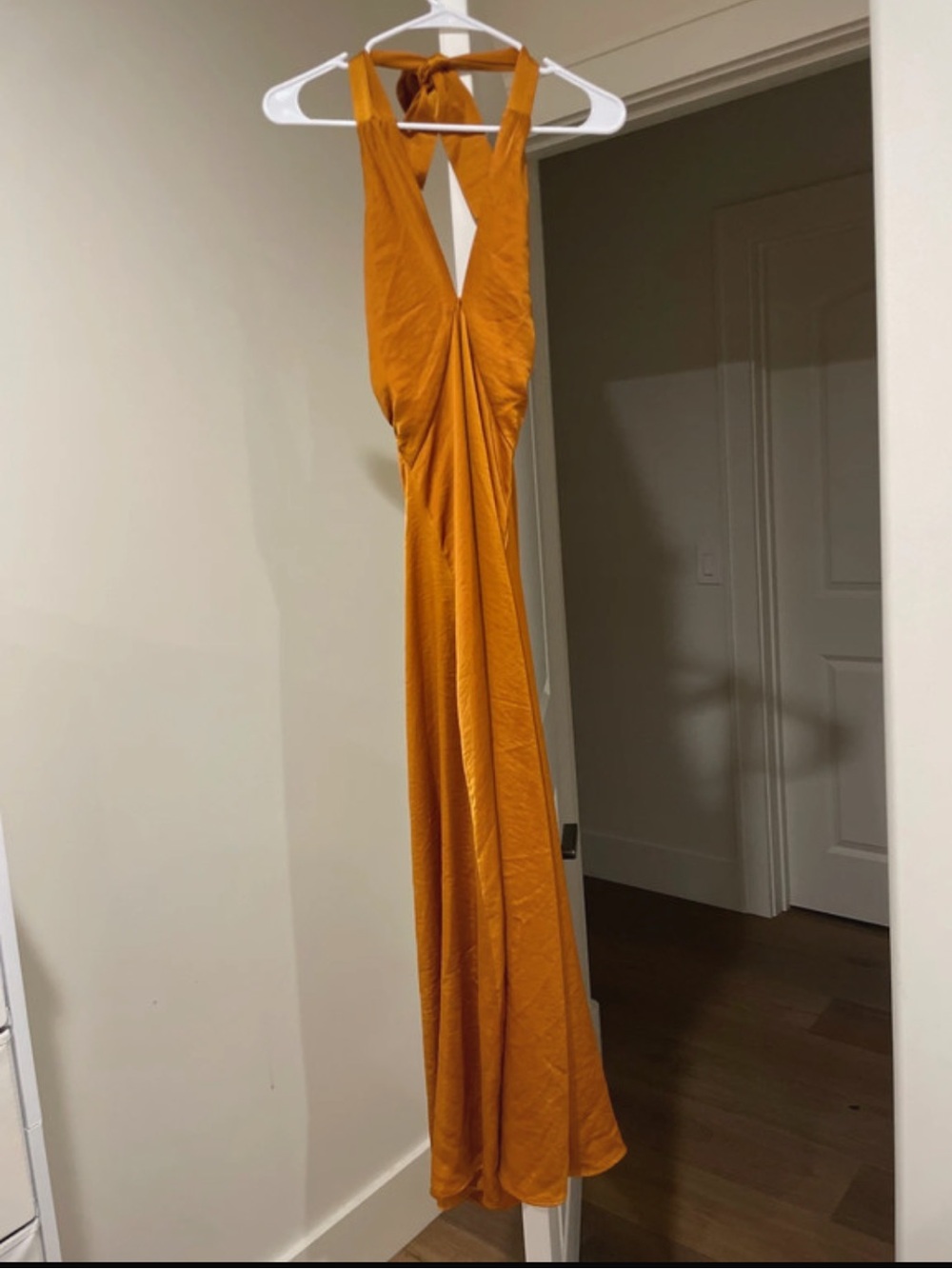 House of Harlow 1960 Mustard Halter Backless Maxi Dress